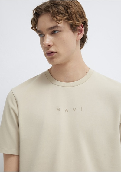 Mavi - Mavi Logo Baskılı Bej Tişört 0613305-70322