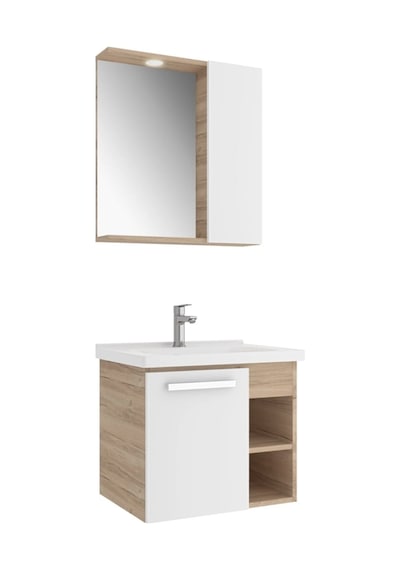 Kale Mare 65 Cm Beyaz-meşe Banyo Dolabı Takımı