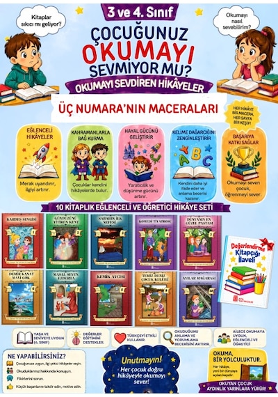 4. Sınıf 10'lu Hikaye Kitapları Seti- Okumayı Sevdiren 80-96 Sayfalık Öyküler