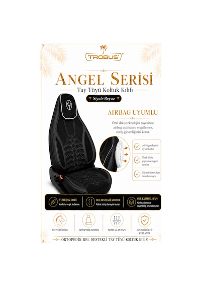 Seat Leon 2005 Ve Sonrası Uyumlu Angel Serisi Tay Tüyü Koltuk Kılıfı Siyah Beyaz