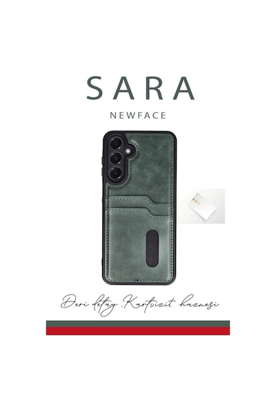 Samsung Galaxy A56 Kılıf Sara Kartvizitli Deri Kılıf - Taba
