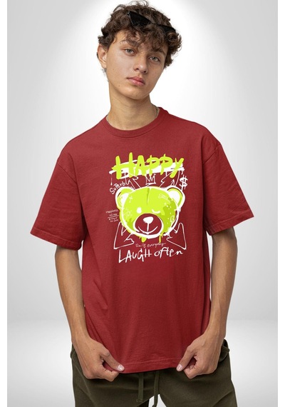 Sık Sık Mutlu Gülmek Teddy Bear Pamuklu Bisiklet Yaka Unisex Oversize Boyfriend Dijital Baskılı Kırmızı T-shirt Kırmızı Sık Sık Mutlu Gülmek Teddy Bear Pamuklu Bisiklet Yaka Unisex Oversize Boyfriend Dijital Baskılı Kırmızı T-shirt Kırmızı