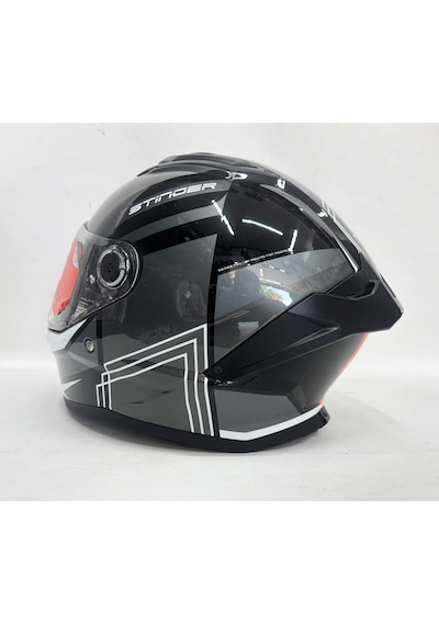 Mt Stinger 2 Tron B12 Şefaf Vizörlü V-28B Kask Siyah Parlak Renk