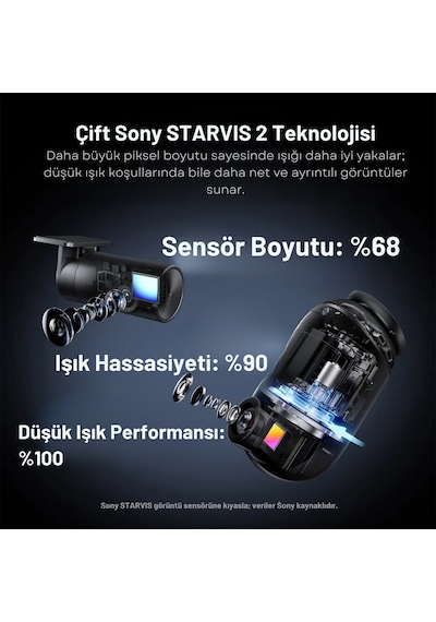 70mai Dash Cam X800 Ön Kamera+rc14 Arka Kamera Siyah 128gb