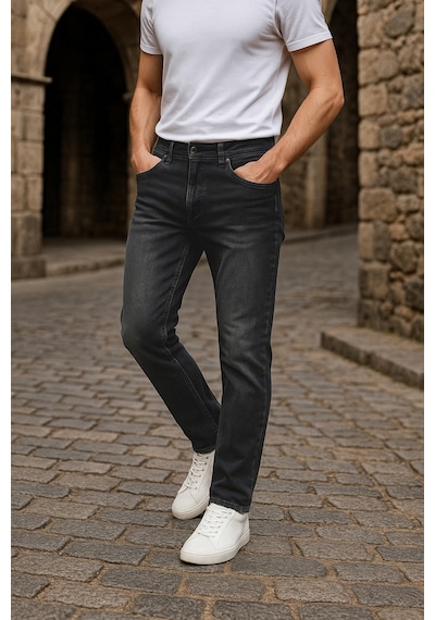 Cedy Denim Xcedy Premium Yüksek Kalite Erkek Klasik 5 Cep Yüksek Bel Regularfit Esnek Boru Paça Pantolon Siyah