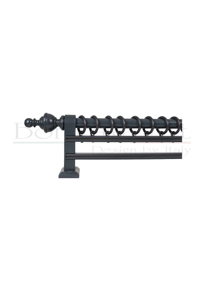 Boni Modern Rustik Ahşap Rustik Perde Askısı Çift Raylı-antrasit 325 Cm Antrasit