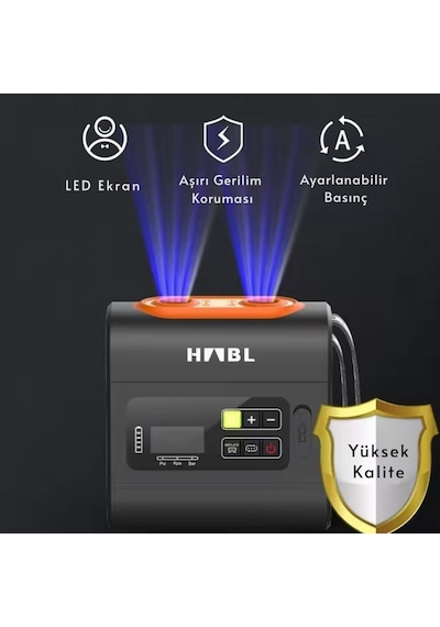 Habl Şarjlı Dijital Şişirme Pompası Çadır/paddle Board/şişme Yatak Vb 22psı 1.5 Bar Siyah Turuncu
