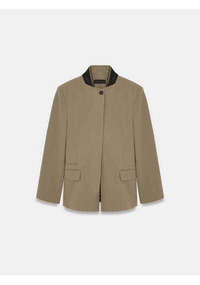 Dilvin 60827 Kontrast Yaka Blazer Ceket-yeşil