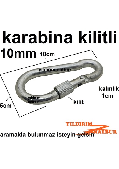 2 Adet Karabina Metal Kilitli 10mm Salıncak Kancası Çanta Tokası