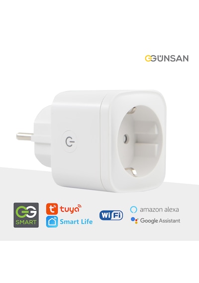 Günsan WiFi Akıllı Priz 16A | Enerji Takibi, Uzaktan Kontrol, Tuya Smart Life, Sesli Komut (Google Home & Alexa)
