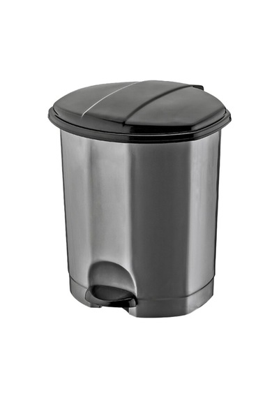 Dünya-01013-400 Ve 410 Çöp Kovası Plastik 18lt 305x301x390mm Siyah Pedallı Gri - 6'li Paket