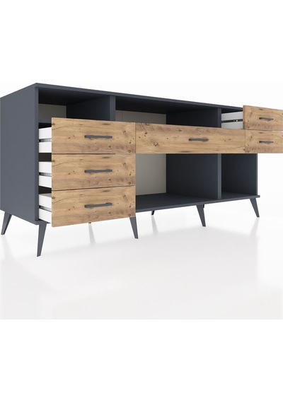Kronos Konsol 2 Raflı 6 Çekmeceli 176x59x83 Antrasit-antrasit/çam Antrasit/çam Kronos Konsol 2 Raflı 6 Çekmeceli 176x59x83 Antrasit-antrasit/çam Antrasit/çam