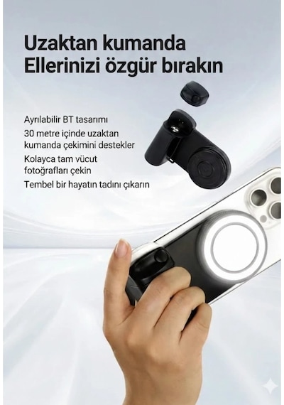 Bluetooth Manyetik Telefon Yapıştırma K.rama Halka Dolgu Işığı İle Magsafe Selfie Klips