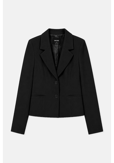 Thalure Kadın Siyah Vücuda Oturan Kısa Klasik Blazer