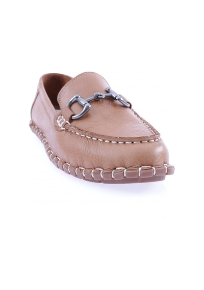Dgn 600-23y Kadin Dikiş Detayli Metal Tokali Loafer Ayakkabi 600-2109-R1755 Taba