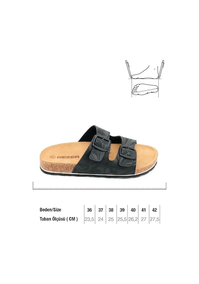 Gezer Kadın Yazlık Tasarım Suni Deri Mantar Taban İki Toka Ayarlanabilir Terlik Gt2yze.15589.01.010.g19 Siyah