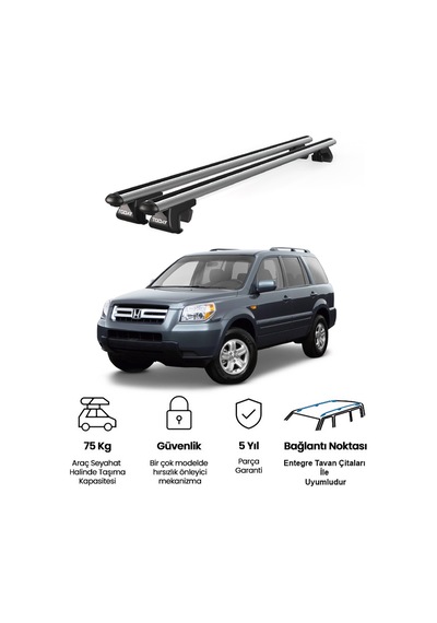 Venüs Honda Pilot 2003-2008 Uyumlu Gri Ara Atkı Port Bagaj Tavan Barı
