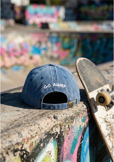 Emybox Unisex Arkası Baskılı Yıkamalı Pamuk Şapka -arkası Yazılı Ayarlanabilir Eskitme Vintage Kep Lacivert