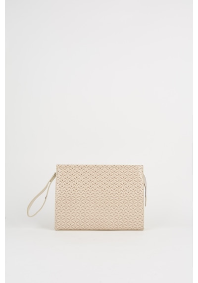 Vivaq Kadın Petunya Dokulu Krem Astarlı Suni Deri Bilek Askılı Portföy El Ve Clutch Çanta