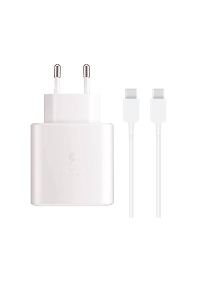 Samsung  Uyumlu Ep-ta845 Type-c 45w Hızlı Şarj Cihazı Adaptör Kafası+kablo Takım Beyaz