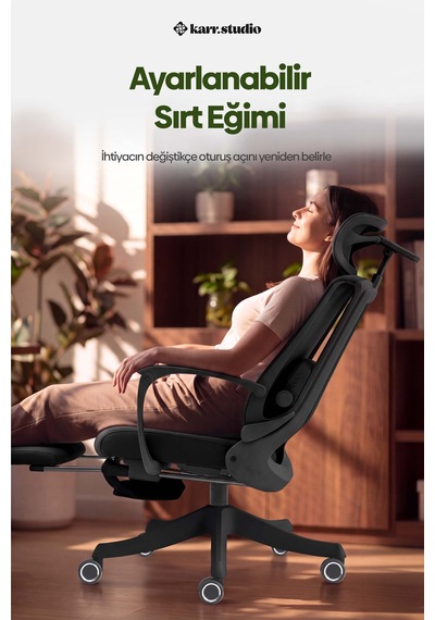 Yatomi Masajlı Ergonomik Çalışma Sandalyesi - Siyah