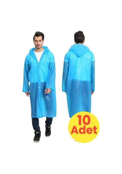 Tezzgelsin Erkek Rüzgar Geçirmez Yağmurluk 10 Adet Mavi