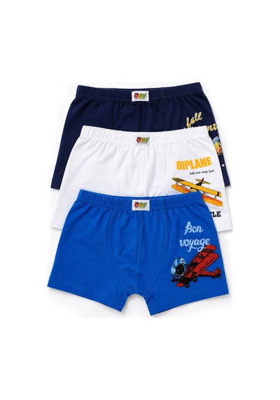 Öts Erkek Çocuk 3 Lü Pamuklu Boxer Baskılı Günlük Klasik Model 7254-3 Renkli