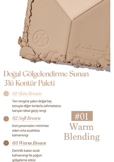 Dasique Doğal Gölgelendirme Sunan 3'lü Kontür Paleti V Cut Blending Shading 01 Warm Blending