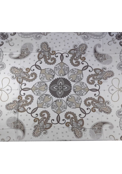 Mim Eşarp Mısırlı Eşarpları Mısırlı Eşarp Alize Krep Etnik Desenli Eşarp 140x140 Cm Beyaz - Gümüş