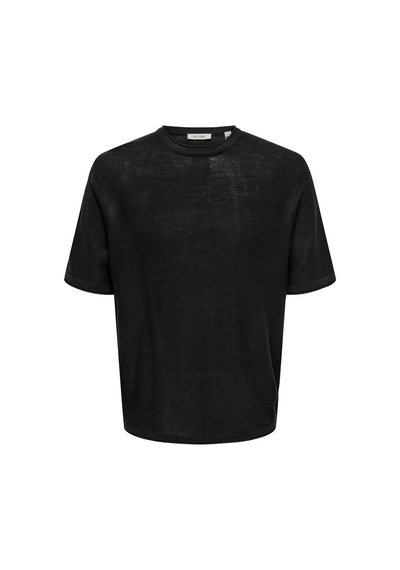 Only & Sons Onskalmar Rlx 12 Ss Crew Knıt Siyah Kazak - 22033561 Siyah
