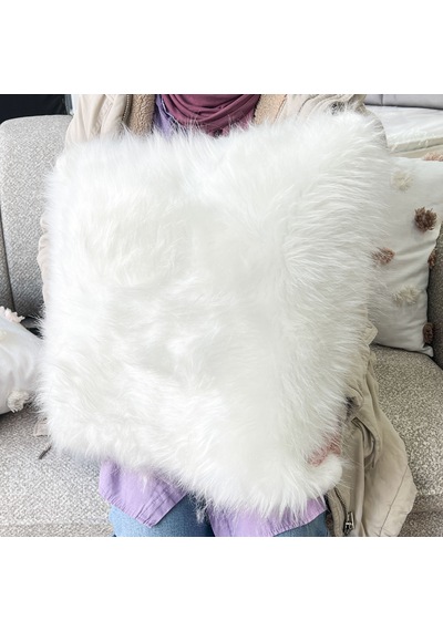 Elite Peluş Dekoratif Kırlent Kılıfı 45x45 Cm - Peluş Kırlent Kılıfı 1 Adet Beyaz