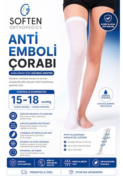 Ameliyat Çorabı Diz Üstü Antı-emboli Çorabı 1 Çift