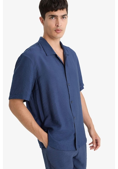Defacto Relax Fit Polo Yaka Aerobin Kısa Kollu Gömlek E1736ax25smnv135 Lacivert