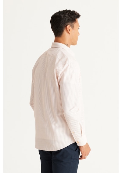 AC&Co / Altınyıldız Classics Erkek Beyaz Turuncu Slim Fit Dar Kesim Gizli Düğmeli Yaka Pamuklu Çizgili Gömlek Beyaz - Turuncu AC&Co / Altınyıldız Classics Erkek Beyaz Turuncu Slim Fit Dar Kesim Gizli Düğmeli Yaka Pamuklu Çizgili Gömlek Beyaz - Turuncu