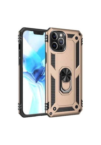 Apple İphone 12 Pro Max Kılıf Sofya Yüzüklü Silikon Kapak - Gold