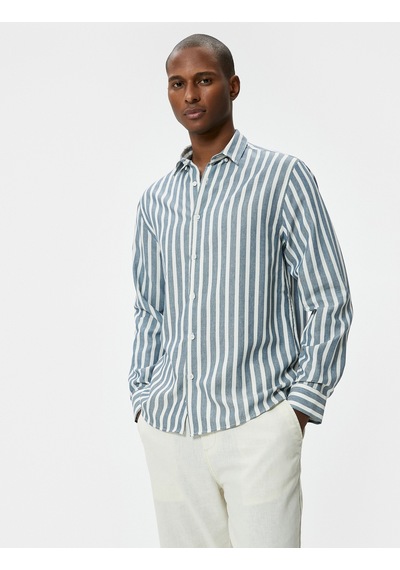 Koton Slim Fit Gömlek Uzun Kollu Klasik Yaka Düğmeli Lacivert Çizgili 4sam60155hw Lacivert Koton Slim Fit Gömlek Uzun Kollu Klasik Yaka Düğmeli Lacivert Çizgili 4sam60155hw Lacivert