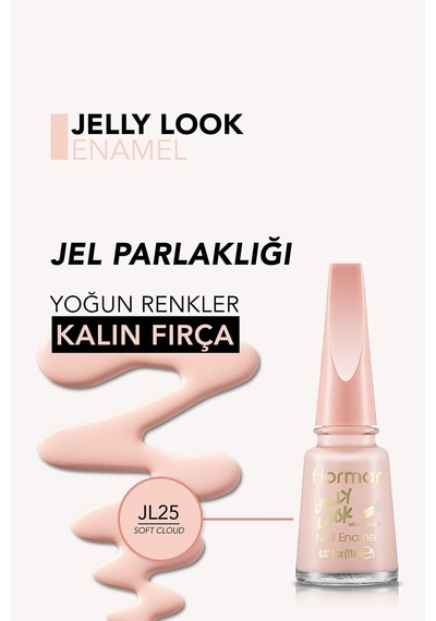 Flormar Jelly Look Jel Tırnak Efektli Parlak Oje JL25 Soft Cloud