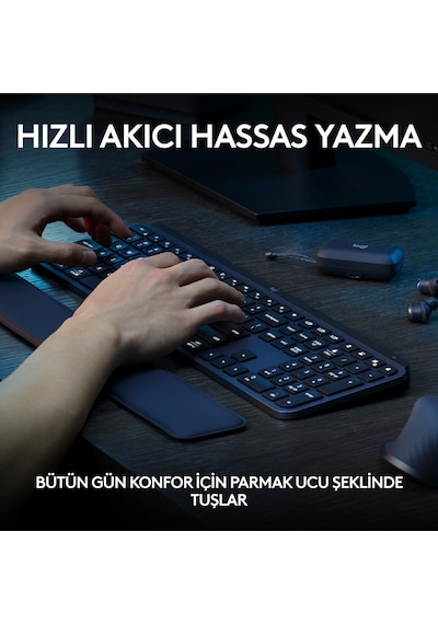 Logitech Mx Keys S Gelişmiş Aydınlatmalı Tam Boyutlu Kablosuz Türkçe Q Klavye - Siyah