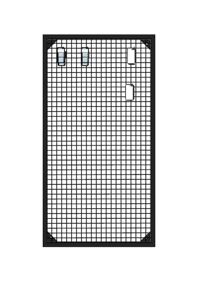 Sık Telli Tel Raf - Siyah Renkli Tel Pano Stand, Duvar Askılığı, Telefon Ve Züccaciye Raf 60x120 Cm Gri