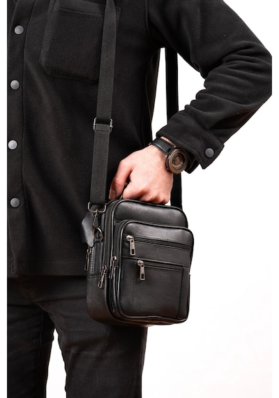 Mft Leather Hakiki Deri Erkek El Çantası Dora 188 Siyah