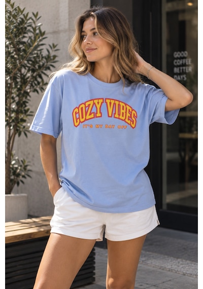 Gugus Kadın Outlet Tek Kalan Üst Giyim Modeller Mavi-tshirt-cozy-vibes