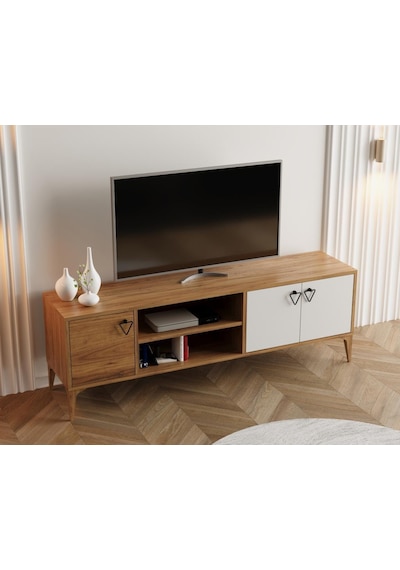 Rivo Tv Ünitesi Legnano-beyaz Raflı Ve Kapaklı Modern Tasarım 150 Cm Ahşap - Beyaz Rivo Tv Ünitesi Legnano-beyaz Raflı Ve Kapaklı Modern Tasarım 150 Cm Ahşap - Beyaz