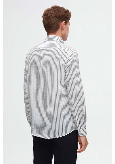 D'S Damat Ds Damat Slim Fit Açık Mavi Çizgili Gömlek 6HC02ORT10265 Mavi