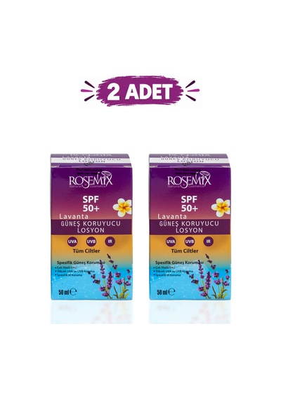 Rosemix - 393 - - Lavanta Yağlı Güneş Koruyucu Losyon +50 Spf - 2 Adetlik - Zngzrmll - Set Ürün
