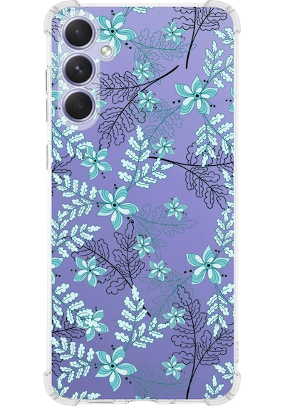 Samsung Galaxy A26 İle Uyumlu Floral Su Yeşili Baskılı Şeffaf Köşe Korumalı Antişok Kılıf