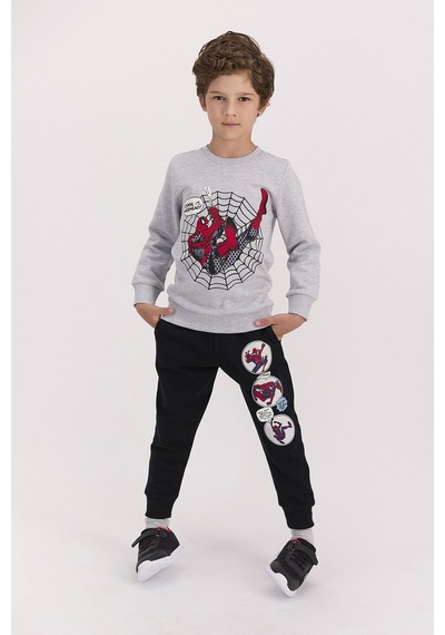 Spiderman Lisanslı Cool It Web Head Grimelanj Erkek Çocuk Eşofman Takımı Gri