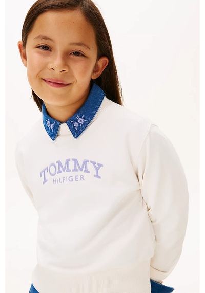 Tommy Hilfiger Kız Çocuk Logolu Nakışlı Bisiklet Yaka Sweatshirt - Kırık Beyaz Çok Renkli Tommy Hilfiger Kız Çocuk Logolu Nakışlı Bisiklet Yaka Sweatshirt - Kırık Beyaz Çok Renkli