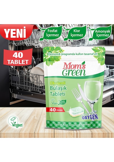 Mom's Green Oksijenli Bulaşık Makinesi Tableti 40 Tablet Mom's Green Oksijenli Bulaşık Makinesi Tableti 40 Tablet