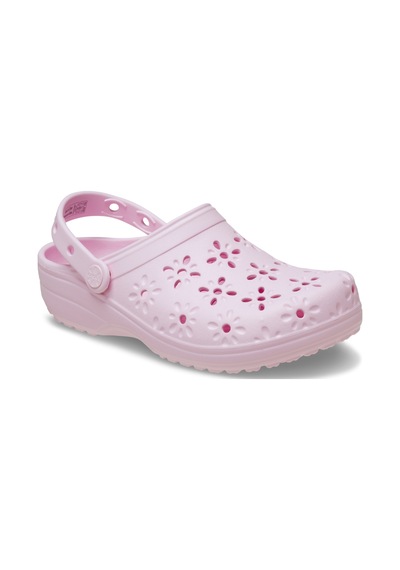 Crocs Classic Floral Cut Out Clog Kadın Terlik Pembe Pembe