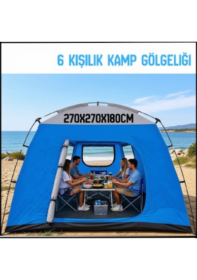Uyguna-yakala 270x270x180cm 6 Kişilik Kamp Gölgeliği-200-6 Çok Renkli